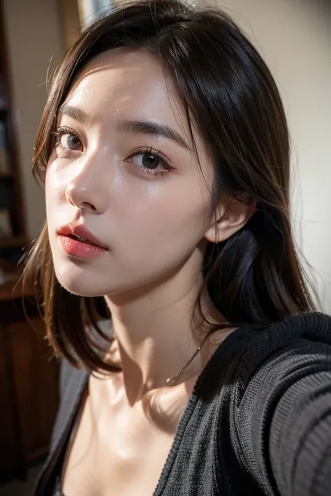 Best Quality, 8k, masterpiece, Photorealistic,((Selfie)), I&#39;m shopping,Realistic, 60 years old,((An innocent smile)),Taking a walk,A beautiful Japanese woman with a half-Japanese look,Medium Hair,Facial wrinkles, ((Upper Body)),Medium Hair, (Viewer&#39...