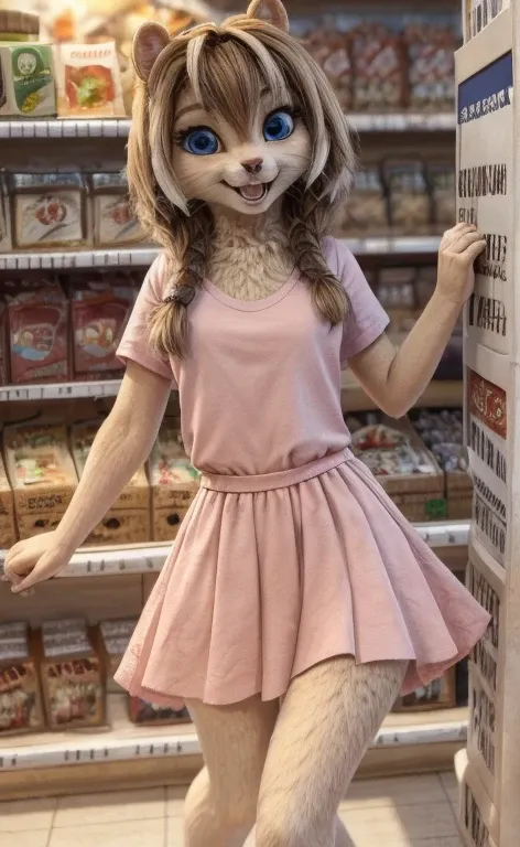 Brittany_Miller, One, chipmunk, sex with a man, fluffy, Young girl,date , selects products ,  at the grocery store ,  dress with sparna holding a guys hand,  erotica, flirts ,fur detailing, 3d,slim body,  , sexy body ,  pink mini skirt ,  tight pink ,  emp...