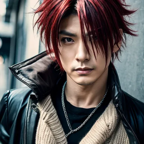 1 man, male, Japanese man, Visual Kai hairstyle, ultra detailed face and body, hyperrealistic, realistic representation, muscular, broad shoulders, tattoos gothic style, piercings, Visual Kei style, hairstyle Visual Kei, blond, long hair, 40 years old, age...