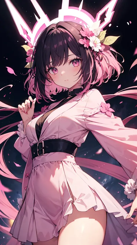 (Anime) Female villain with dark hair , Pink and white outfit,  shes called Dark Burst with her black and pink hair color