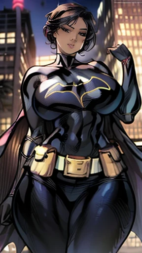 (Best Quality, Ultra-high resolution), Sexy body possessing Batgirl, big breasts, beautiful woman, plump lips, high quality.