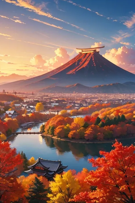 ((The best quality)), (( masterpiece)), (detailed), Japanese autumn landscape