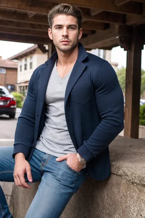 (RAW photo, best quality) , Realistic , Handsome men , casual wear,outdoor
