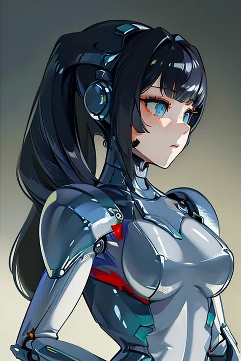 (masterpiece),(Highest quality),(Super detailed),(Best illustrations),(Best Shadow),(Absurd),(Detailed Background),(so beautiful), 16K, 8K, 4K,(Best Shadow),robotization,woman ,big bust,Robot Joint ,Metal skin,Black robot Suit,long hair,a black robot suit ...