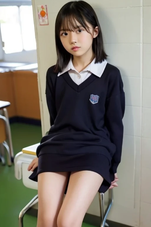 immature, Primary school students, Short Bob, Flat Chest,Small nipples hentai in elementary school toilet