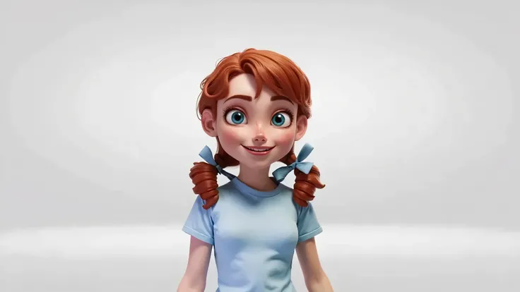 INSPIRED BY DISNEY PIXAR CHARACTERS, THE IMAGE OF A 17-YEAR-OLD GIRL, REDHEAD WITH TWO BLUE RIBBONS TYING HER HAIR ON EITHER SIDE, BEAUTIFUL, IRRESISTIBLE BODY, ATTRACTIVE, SEDUCTIVE, SHE IS IN HEAT, HAS A WELL DEVELOPED AND HARD CHEST AREA, TO THE POINT T...