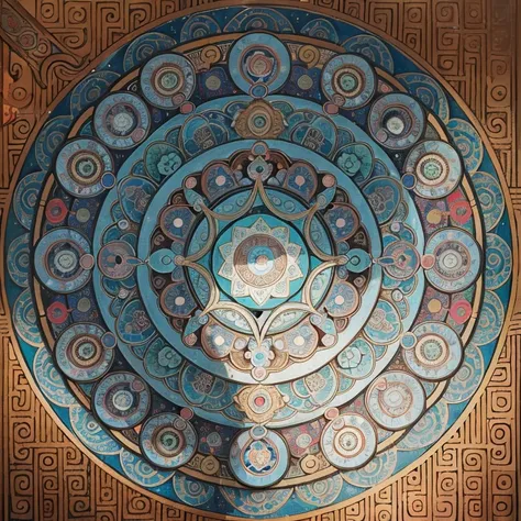  of a Buddhist picture drawing a circle ,  a beautiful Buddhist mandala ,  tanga , Cloisonné, Tibetan painting, Buddhist art, tibetan  tanga , Inspired by Tawaraya Sotatsu,  had a great influence on subsequent Japanese art and Buddhist culture , Reincarnat...