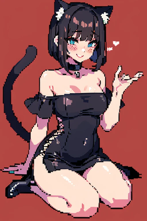 (pixel art:1.3), 16-bit sprite, (masterpiece:1.2, best quality), (finely detailed beautiful eyes: 1.2), 1girl, cat ears, cat tai...