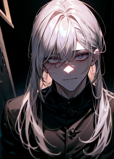 Private Server、{room}、dark、dark、{craziness}、Hollow-eyed handsome man、Long Bangs、Unshaven、{Yandere}、Twisted Smile、{male}、High image quality、{anger}、Empty face、A firm eye、Above the upper body、