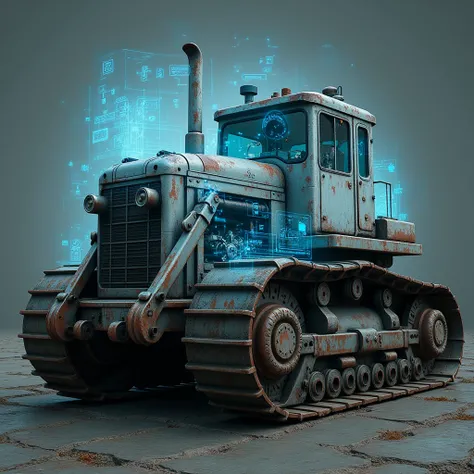 Heavy Machinery, its secrets revealed through a holographic projection. Use for the weathered texture of the artifact and for the ethereal glow of the hologram.

dynamic movement, full body, photorealistic, Professional, perfect composition, intricate deta...