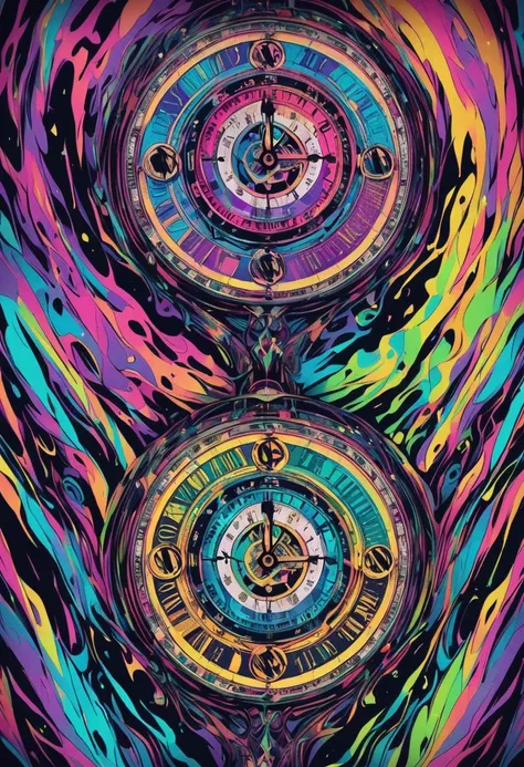 Clock, strange colors, multiple colors, random colors