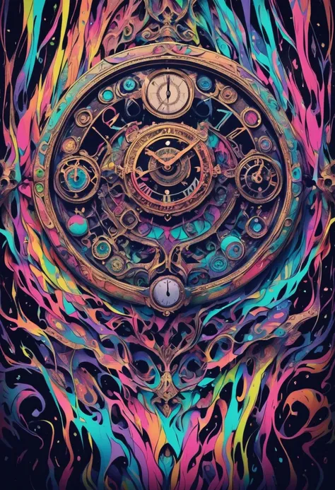 Clock, strange colors, multiple colors, random colors