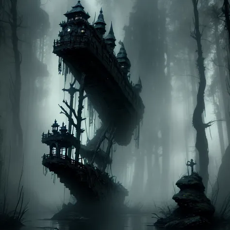 a massive ancient abandoned magical ship, hyper realistic and highly detailed, overgrown with luminescent moss, mysterious atmosphere, dark underwater scenery with a full moon, glowing lights spread evenly, (best quality,4k,8k,highres,masterpiece:1.2),ultr...