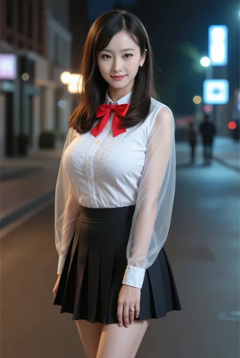 big breasts，in a mesmerizing night scene, an 18-year-old korean idol singer radiates youthful charm while standing in the rain. ...