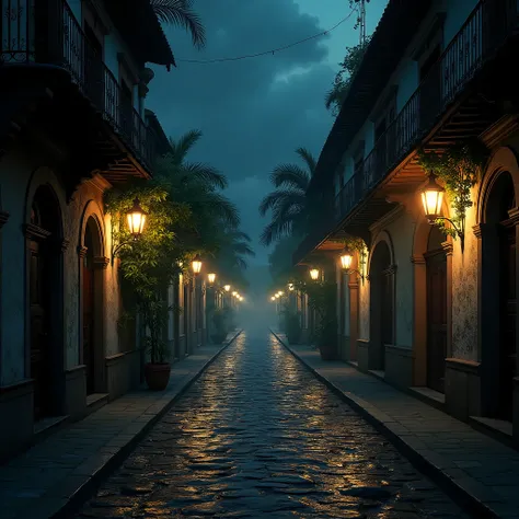 colonial mexico at night, no people