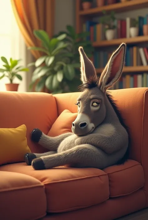 A donkey laying on couch