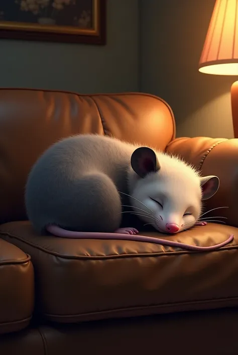 A Opossum laying on couch