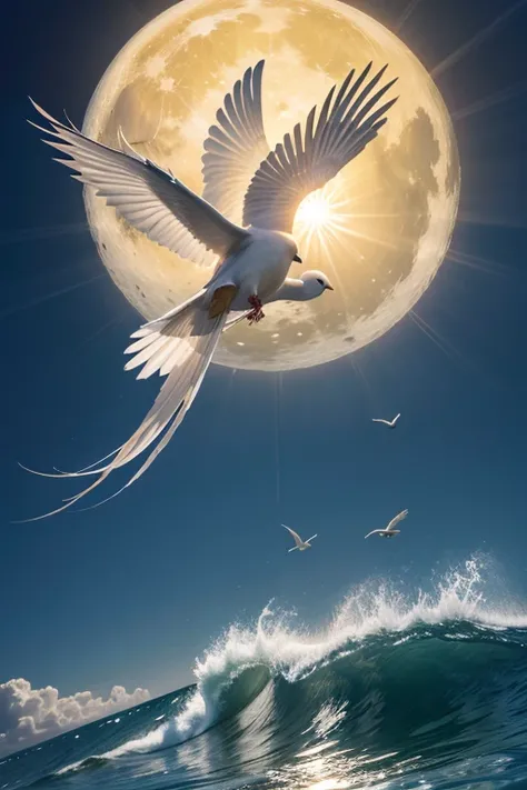  Holy Spirit as dove with sun, Moon and sea 