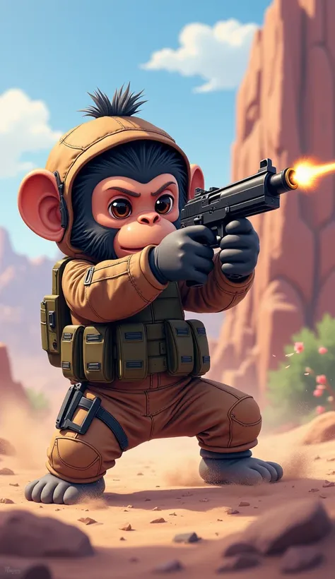 IMG_8327.CR2: ((Masterpiece)), ((ultra-detailed, 8k quality)), (top quality), (best composition), (high resolution), a kawaii-style chimpanzee in the Counter-Strike universe, dressed in tactical gear with playful accents, holding a “Desert Eagle” pistol in...