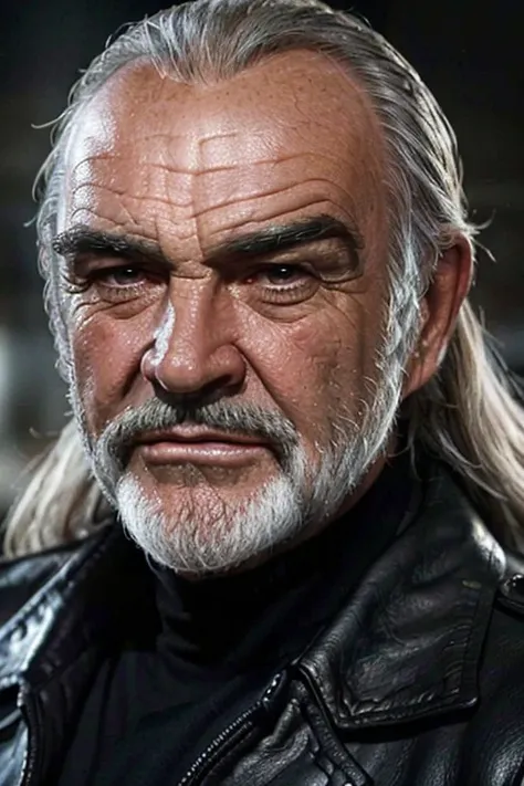 (sean connery)(((close up head shot portrait))),(best quality,4k,alto:1.2),ultra-detalhado,realistic, photo,, black and gray hai...