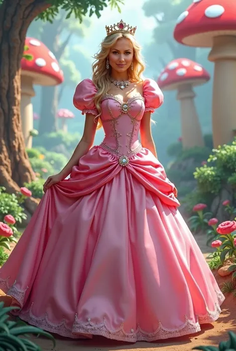 Full-body shot of Stacy Keibler as Princess Peach