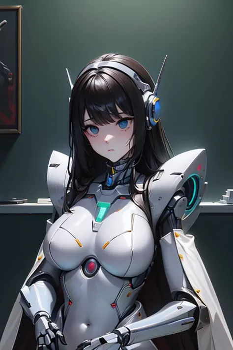 (masterpiece),(Highest quality),(Super detailed),(Best illustrations),(Best Shadow),(Absurd),(Detailed Background),(so beautiful), 16K, 8K, 4K,(Best Shadow),robotization,woman ,big bust,Robot Joint ,Metal skin,Black robot Suit,long hair,a black robot suit ...