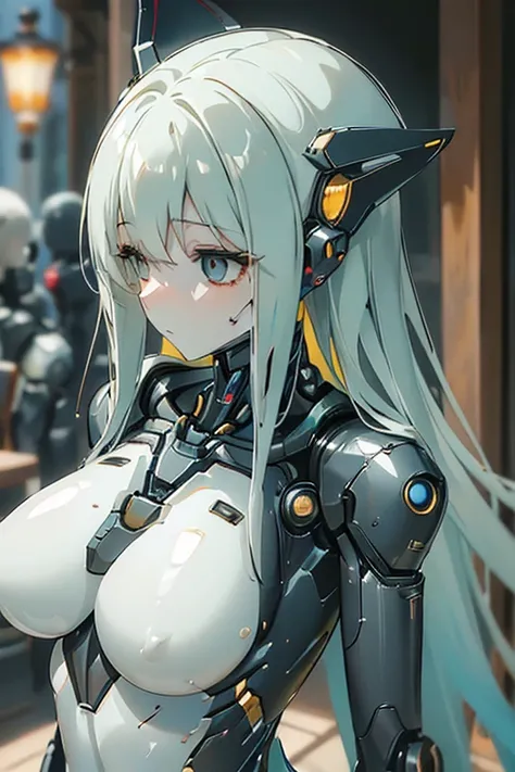 (masterpiece),(Highest quality),(Super detailed),(Best illustrations),(Best Shadow),(Absurd),(Detailed Background),(so beautiful), 16K, 8K, 4K,(Best Shadow),robotization,woman ,big bust,Robot Joint ,Metal skin,Black robot Suit,long hair,a black robot suit ...