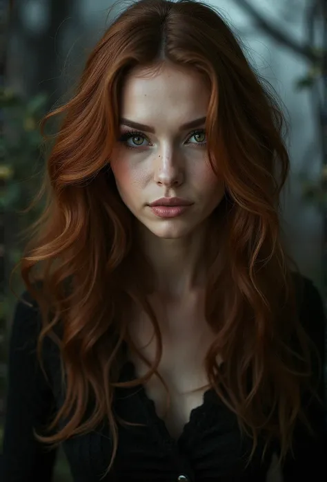 Woman with caramel hair and wolf eyes