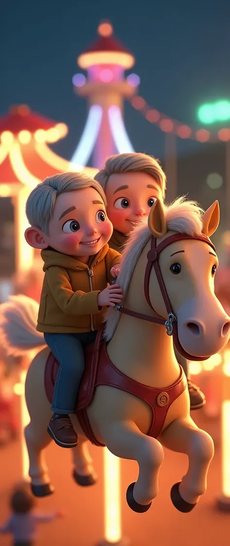 
(masterpiece:1.2,Exceptional Quality,Mirror-like,Cinematic Experience, best illustration :2.0,Super detailed),8k,wallpaper,(amusement park:2.0),( Animated :2.0),(Pixar Studios :2.0),( happy elderly couple riding a merry-go-round with cute horses:2.0),(The...