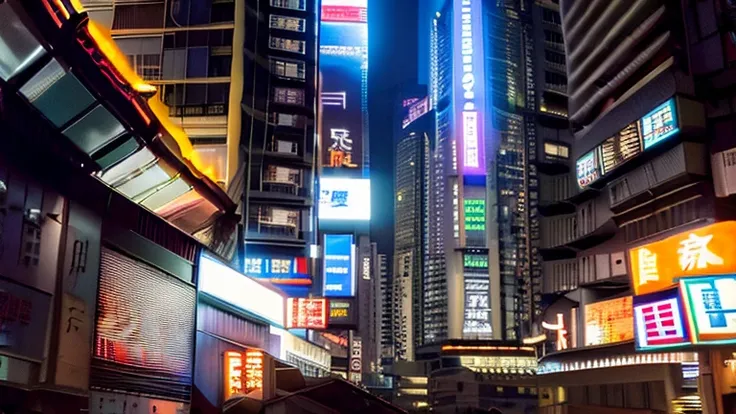 future, cyberpunk, hong kong, skyscrapers, streets, dark, night, dirty