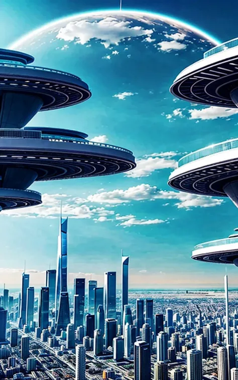 Beautiful city of the future。
