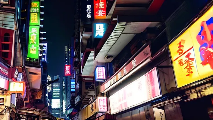 future, cyberpunk, hong kong, kowloon walled city, underground, streets, dark, night, dirty