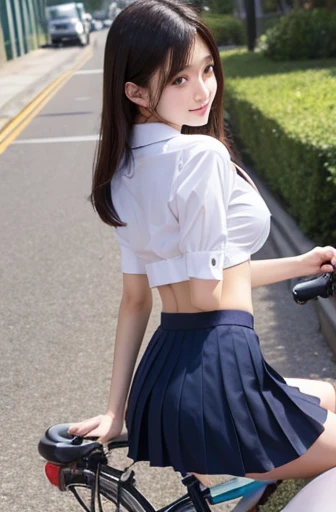 A slim and slender Japanese beauty、She is wearing transparent underwear and urinating while squatting with her legs spread apart.、Sitting directly in front of me on a bicycle at a construction site、Very small breasts、Small and flat chest、Small Ass、A small ...