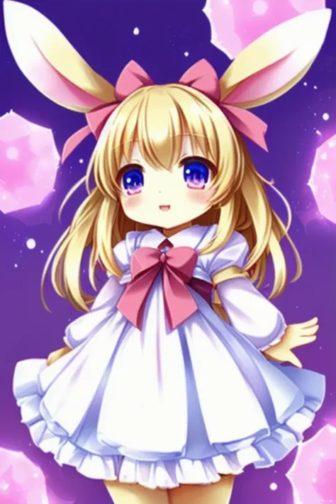 a close up of a cartoon bunny girl in a dress, loli in dress, original chibi bunny girl, , bunny girl, loli, splash art anime lo...