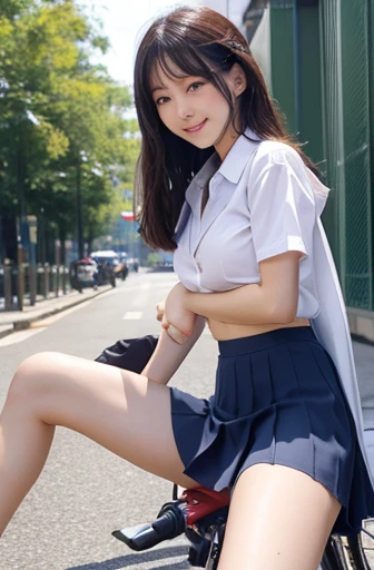 A slim and slender Japanese beauty、She is wearing transparent underwear and urinating while squatting with her legs spread apart.、Sitting directly in front of me on a bicycle at a construction site、Very small breasts、Small and flat chest、Small Ass、A small ...