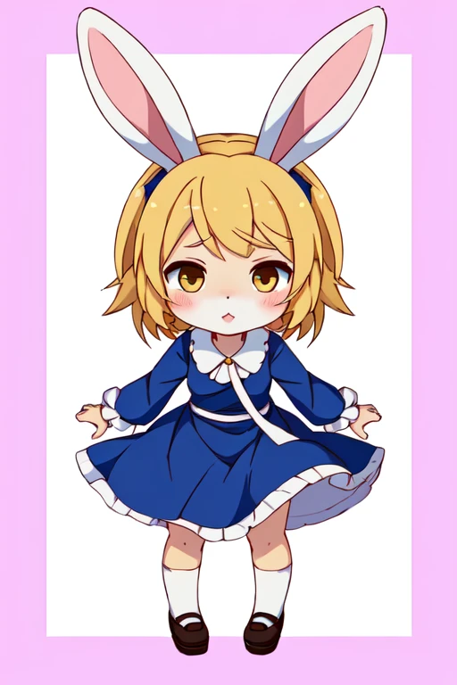 a close up of a cartoon bunny girl in a dress, loli in dress, original chibi bunny girl, , bunny girl, loli, splash art anime lo...