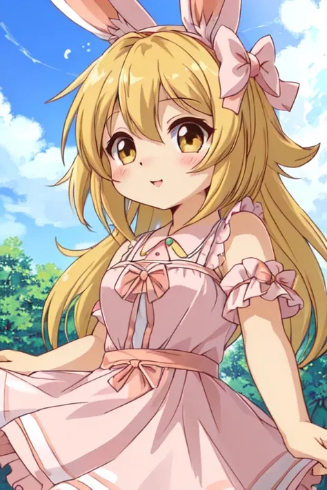 a close up of a cartoon bunny girl in a dress, loli in dress, original chibi bunny girl, , bunny girl, loli, splash art anime loli, female furry mini cute style, small loli girl, anime girl named lucy, rin, kagamine rin, inspired by Kanbun Master, from tou...