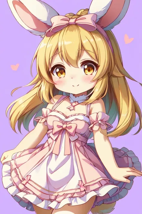 a close up of a cartoon bunny girl in a dress, loli in dress, original chibi bunny girl, , bunny girl, loli, splash art anime lo...