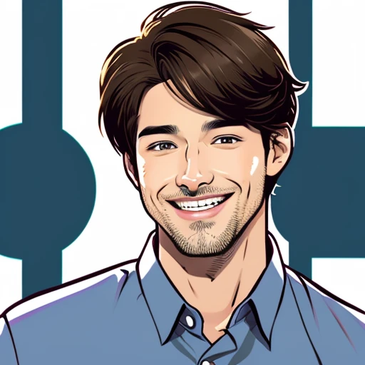 A frivolous man　Handsome　smile　icon　Illustration　Short Hair