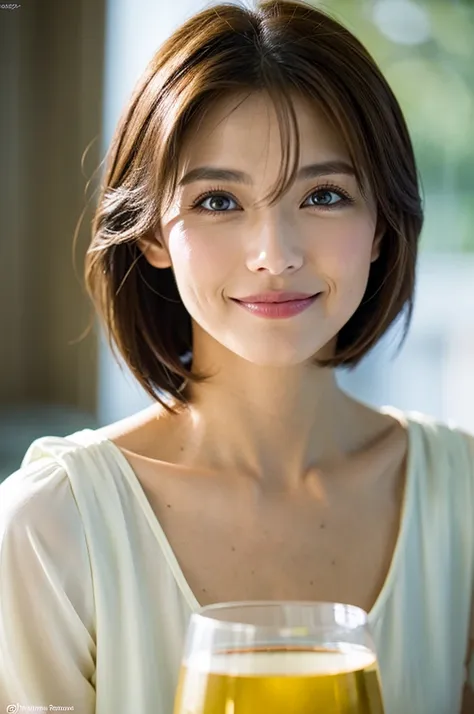 ((White Wine)),((Wine Glasses)),(Realistic, 超Realistic:1.4), 16K HDR, High resolution,((White Wine)),((Wine Glasses)),Happy smile、short hair,The best smile、Japanese actress,so beautiful(It looks like the real thing),dress、Slim couple、Model Couple、(Realistic,   intricate details  :1.2), Amazing view of the sunset sky and clouds、, dslr camera , Soft lighting,   detail background , Use Volumetric Lighting, Sharp focus, super Realistic 肌,so beautiful表現です,Cloud Effect:1.2、プロ品質のHigh resolution、Best Quality,Slim figure,High quality face,Detailed eyes,Beautiful Lips,Excellent light particles,Cinema Lighting,blue eyes,(RAW Photos), (Realistic), (masterpiece), (Best Quality), High resolution, 8k, (  intricate details  ), (Volumetric Light), Portrait, Layered Hair, Brown Hair,  beautiful eyes, Order Order, so beautiful眉毛, so beautiful肌, Very beautiful mouth, so beautiful鼻, Cute like an idol, Happy smile, (Thick lips), (Watch the audience), (Elegant blouse), West Shot,