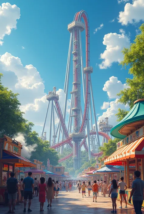 ((Best quality, 8k, Masterpiece :1.3)), Amusement Park,roller coaster