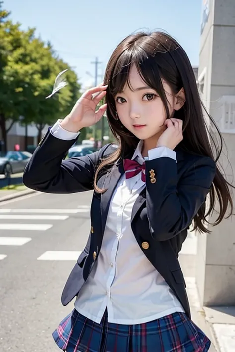 Cute Girls､High school girl､Idol､uniform､blazer､mini skirt､See-through､Fluttering in the wind