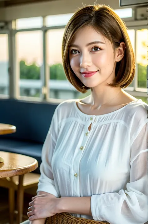 ((White Wine)),((Wine Glasses)),(Realistic, 超Realistic:1.4), 16K HDR, High resolution,((White Wine)),((Wine Glasses)),Happy smile、short hair,The best smile、Japanese actress,so beautiful(It looks like the real thing),dress、Slim couple、Model Couple、(Realisti...