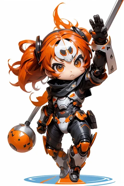  simple white background、orange humanoid robot、Combat-oriented and bare-handed、Full body painting、Standing posture、(Convoy:0.7)、(Chibi:1.4)、Special move stance