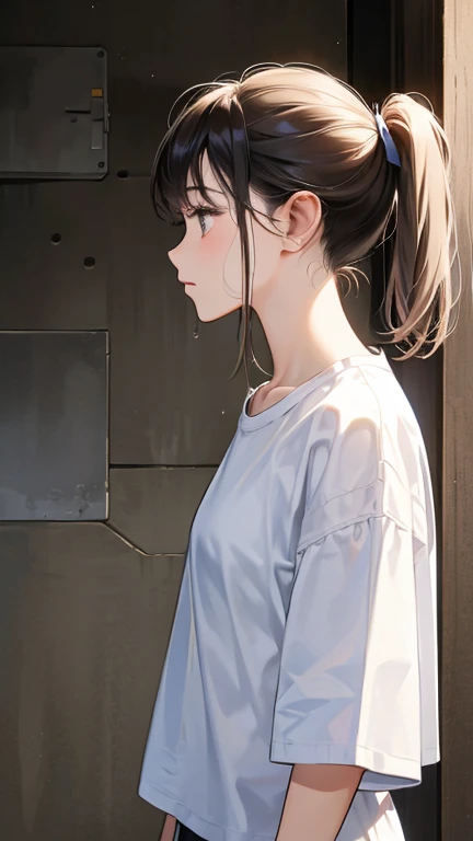 Female Profile、tears、White shirt、Casual clothing