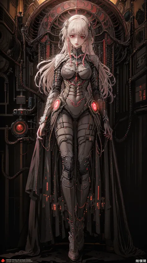 、The whole body is visible、Full body view、Head to toe depiction、beautiful, Luminous futuristic woman, Complex Circuits, Neon-like colors,  cyberpunk style , Advanced Technology,  digital art, Advanced Details, Realistic, Dramatic lighting,  dynamic poses ,...