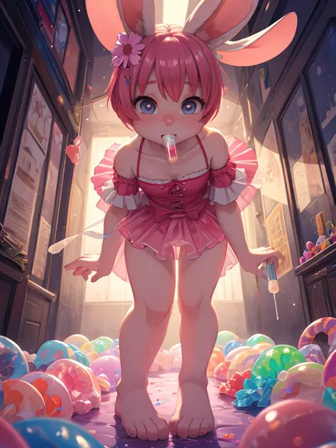 Rabbit Mambo , Its a kind of candy that looks like soft sugar candy packed in a thin tube , tutu Jelly , Soft drinking jelly , A 40cm long jelly , Stomp your feet , Smooth entry
, ( soft focus , Shallow focus , creepy light) , Mature , Euphoria , glossy li...