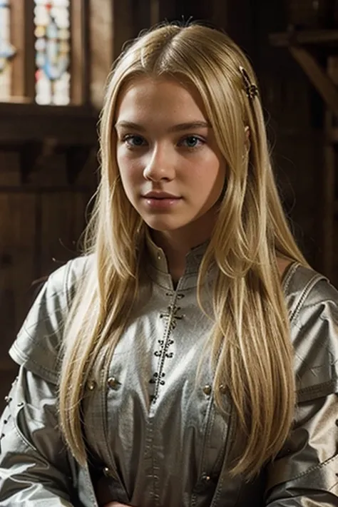 a blonde teen medieval setting