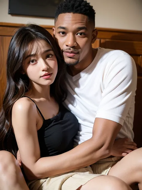 Black man bf with his cute daughter 16 y.o (white skin) 