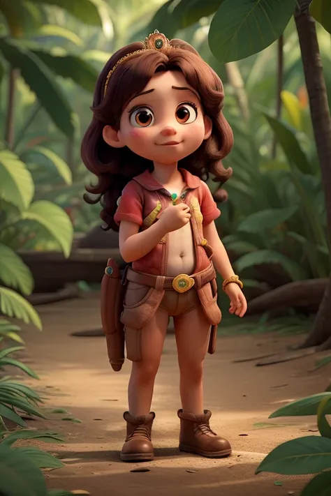 ((best quality)), ((masterpiece)), (detailed), A one-year-old princess who could communicate with all the creatures of the Amazon rainforest fauna